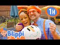 Blippi and Meekah Paint Bicycle Helmets! | 1 HOUR OF BLIPPI | Celebrating International Women&#39;s Day!