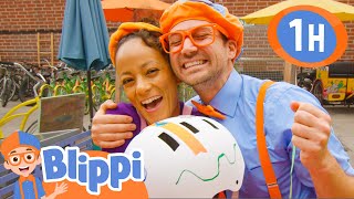 blippi and meekah paint bicycle helmets 1 hour of blippi celebrating international womens day