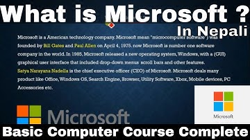What is Microsoft in Nepali | Basic Computer Course in Nepali | Technical Nepal