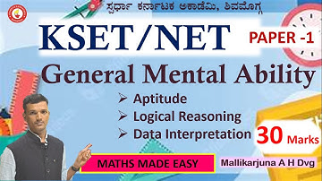 KSET, NET Exam-2025|Aptitude, Reasoning,Data interpretation Questions Analysis|Mallikarjun AH Dvg