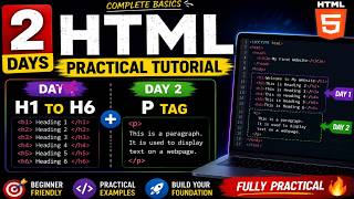 HTML Heading + Paragraph Tags Tutorial in Hindi 🔥 | h1-h6 & p Tag Practical