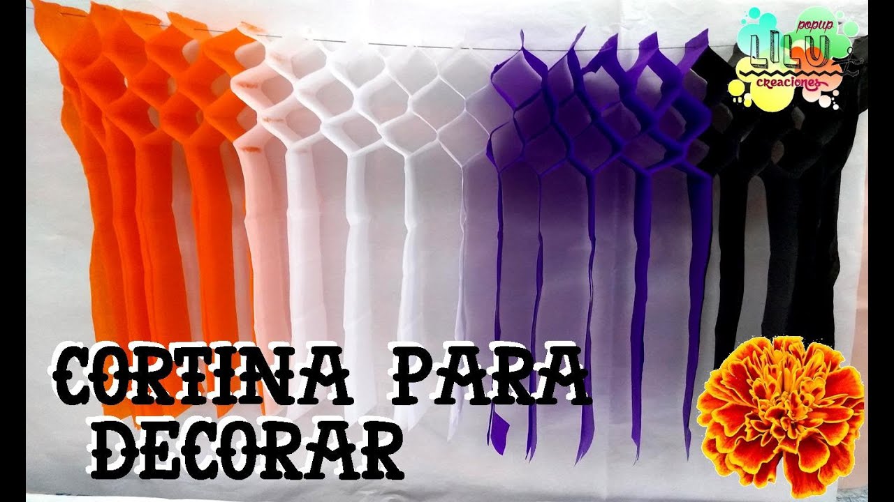 cortina de papel china para decorar tus ofrendas | manualidades de dia de muertos halloween - YouTube