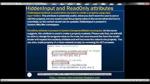 Part 43   Hiddeninput and readonly attributes in mvc