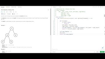 Meta Interview Question - Diameter of Binary Tree- Leetcode 543- Python