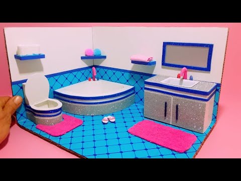DIY Cardboard House #4 | Minyatür Karton Ev #4  | MAVİ Banyo |  BLUE  Bathroom