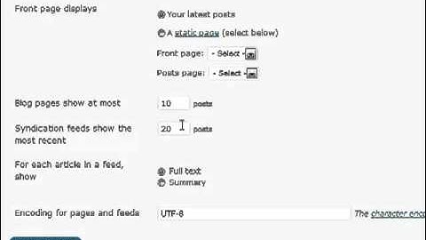 Wordpress Tutorial For Beginners Part 18  - Reading Settings