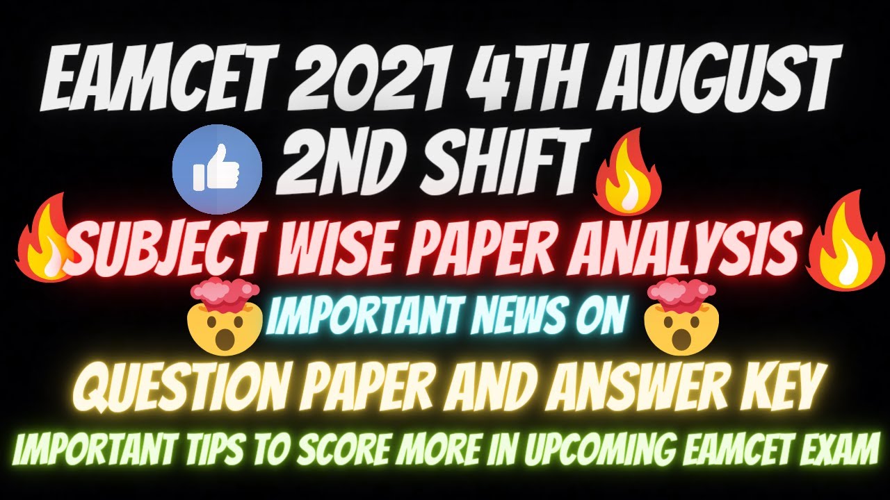 EAMCET QUESTION PAPER ANALYSIS 🔥 4 AUG 2nd shift EAMCET paper analysis ...