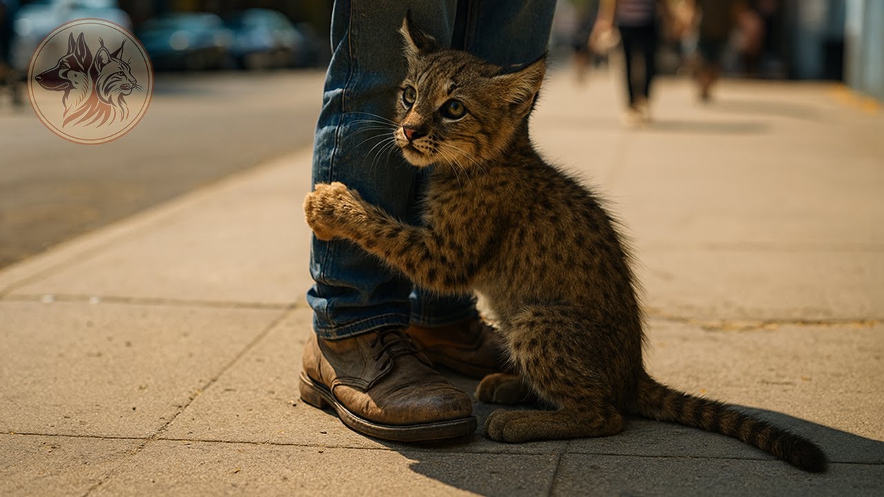 She Used Her Last Strength to Cling to His Leg… A Bobcat Kitten’s Plea