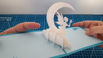 Sliceform-based Pop-up Card with Fairy and Moon on Clouds