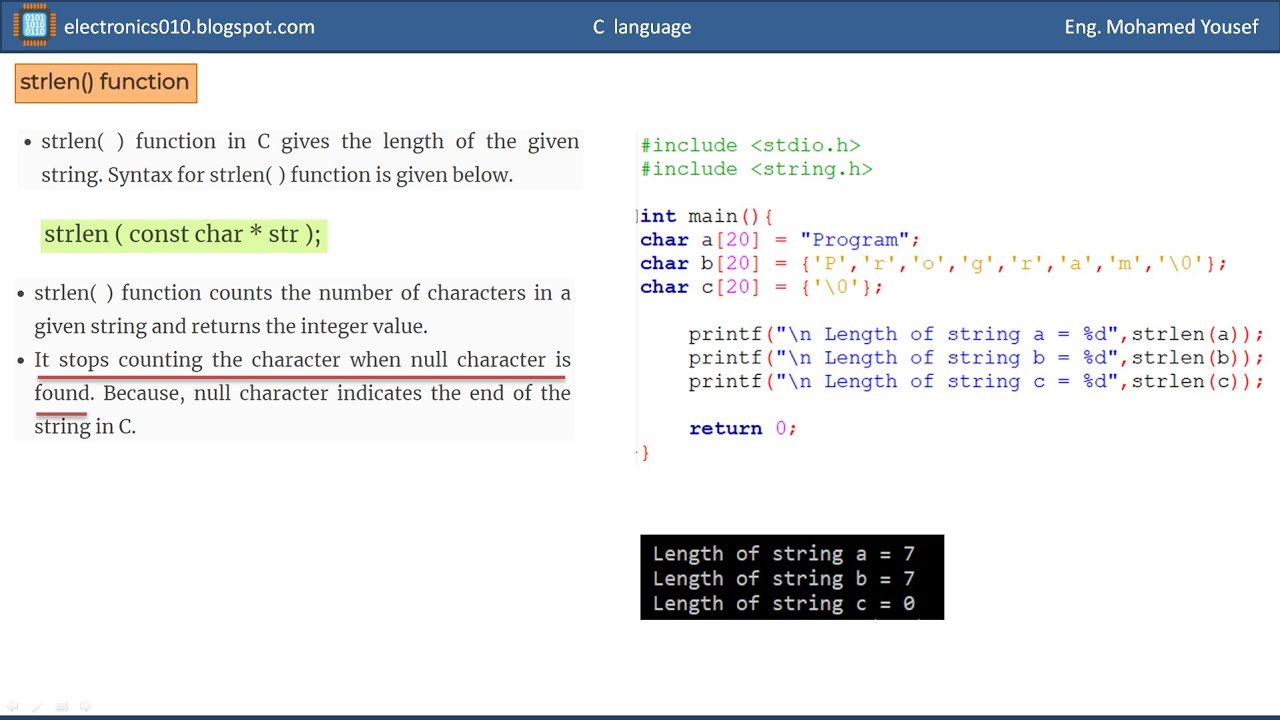 20- C programming - Manipulating String - محمد يوسف - YouTube