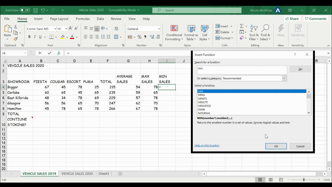 Vehicle Sales 2020 N5 Admin spreadsheet YouTube