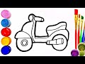 Bolalar uchun skuter rasm chizish | Рисуем скутер для детей | How to draw a scooter for children