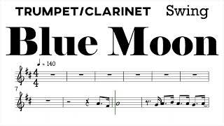 Video thumbnail of "Blue Moon Swing Trumpet Clarinet Sheet Music Backing Track Play Along Partitura"