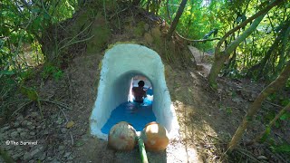 Build The Most Water Slide Park To Tunnel Swimming Pools And Temple Underground House