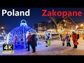 Zakopane Poland 🇵🇱 4K Winter Evening Walking January 2022