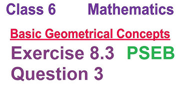 Q 3  | Ex 8.3 | Class 6 | Basic Geometrical Concepts |  Chapter 8 | PSEB | Maths