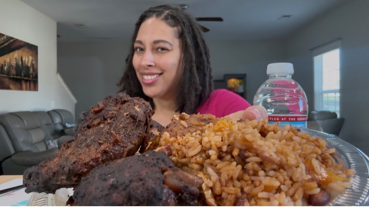 🇯🇲Ямайское тушеное куриное мясо 🇯🇲 #мукбанг #ямайскаякухня #гурманы #asmr #мукбангмеждународный