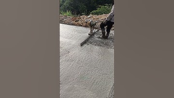 The process of leveling the concrete cast pavement