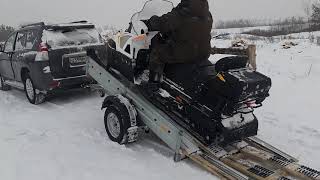 Погрузка снегохода Stels Viking в прицеп МЗСА