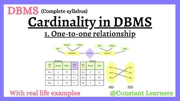 16. Cardinality | One-to-one relationship in DBMS | DBMS complete syllabus playlist