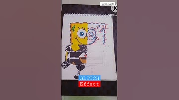 ✨1 Drawing ,4 Parts || Part:-3 , Glitch Effect || Spongebob Drawing|| #spongebob #sketch