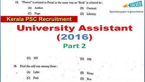 UNIVERSITY ASSISTANT 2016 Part 2 ( kerala psc solved question paper)
