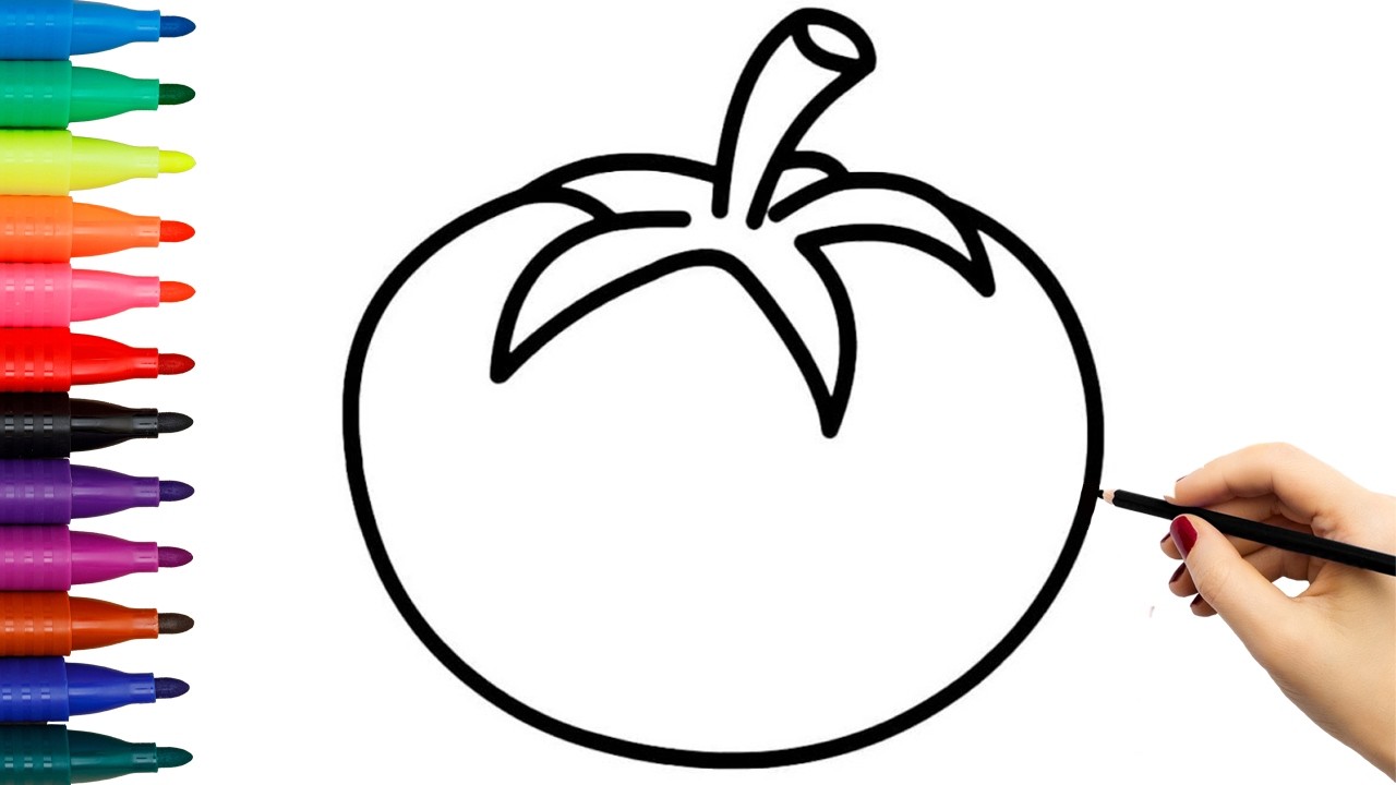 Tomato drawing simple || how to draw tomato easy to draw - YouTube