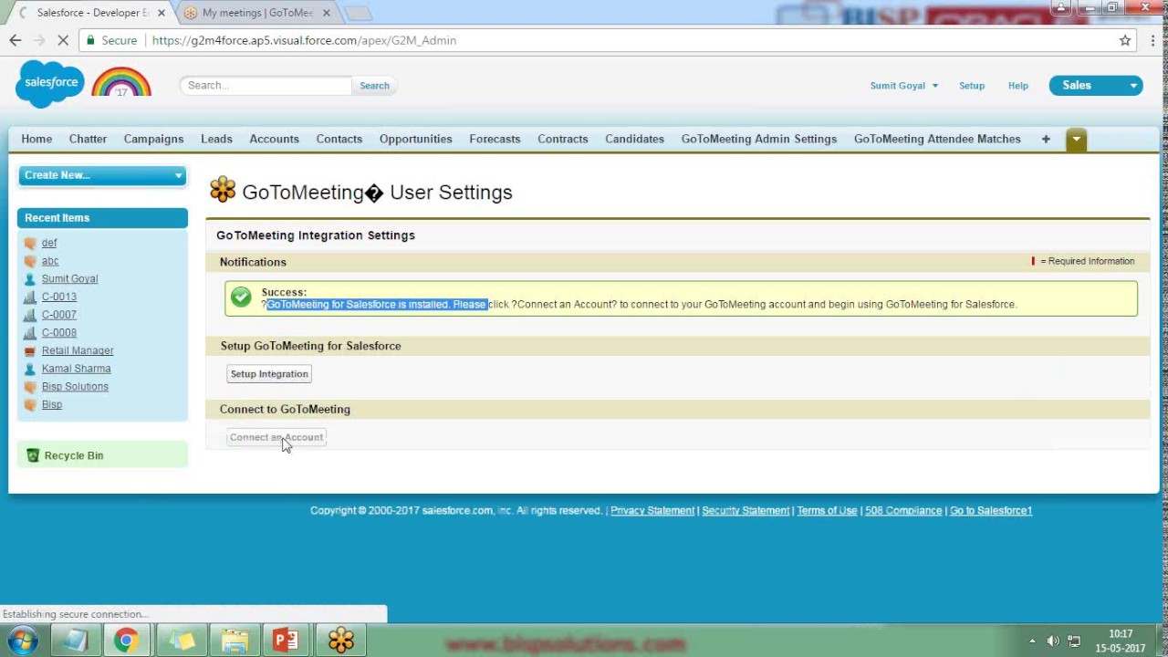 SalesForce Integration With GoToMeeting