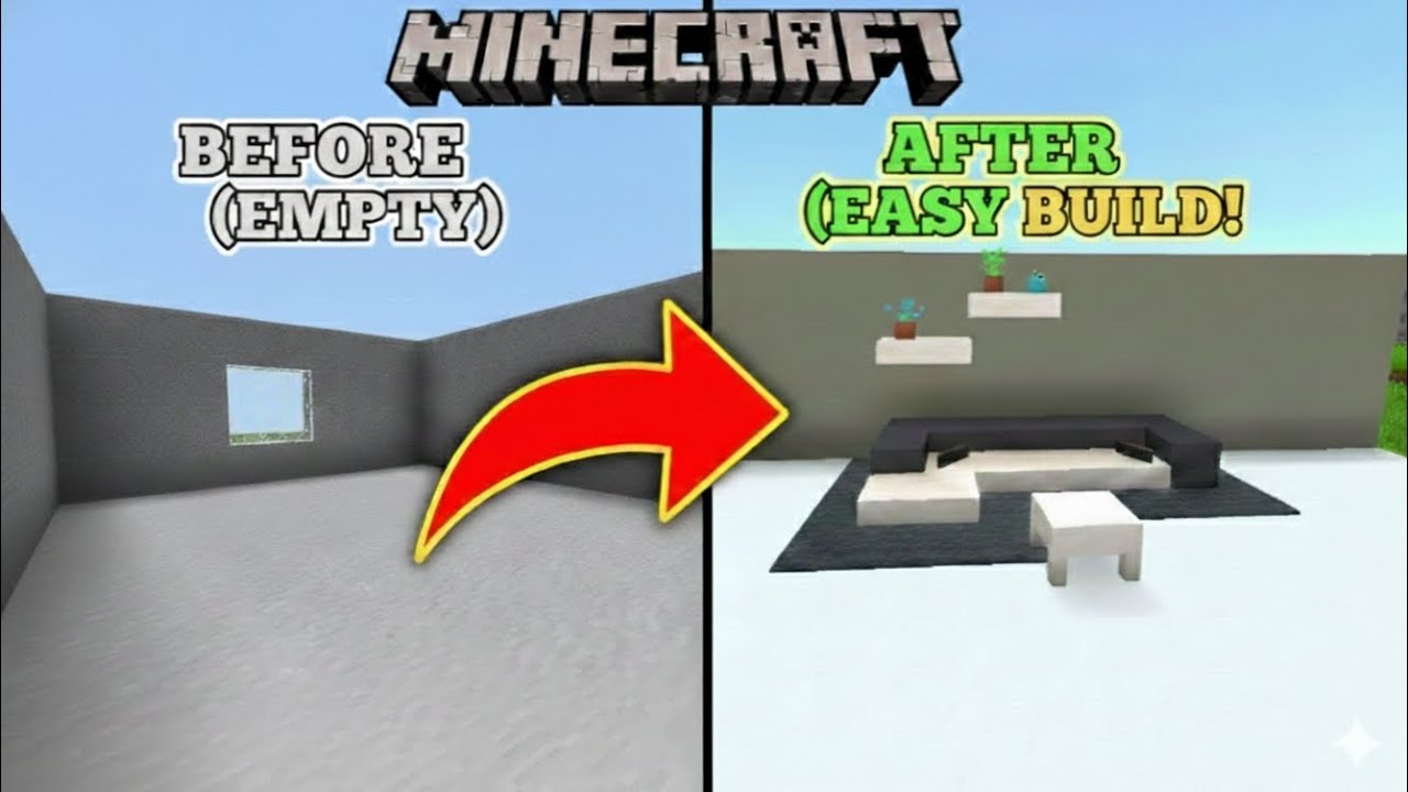 :​Minecraft: Easy Modern Sofa & Wall Shelf Tutorial 🤩🤯 