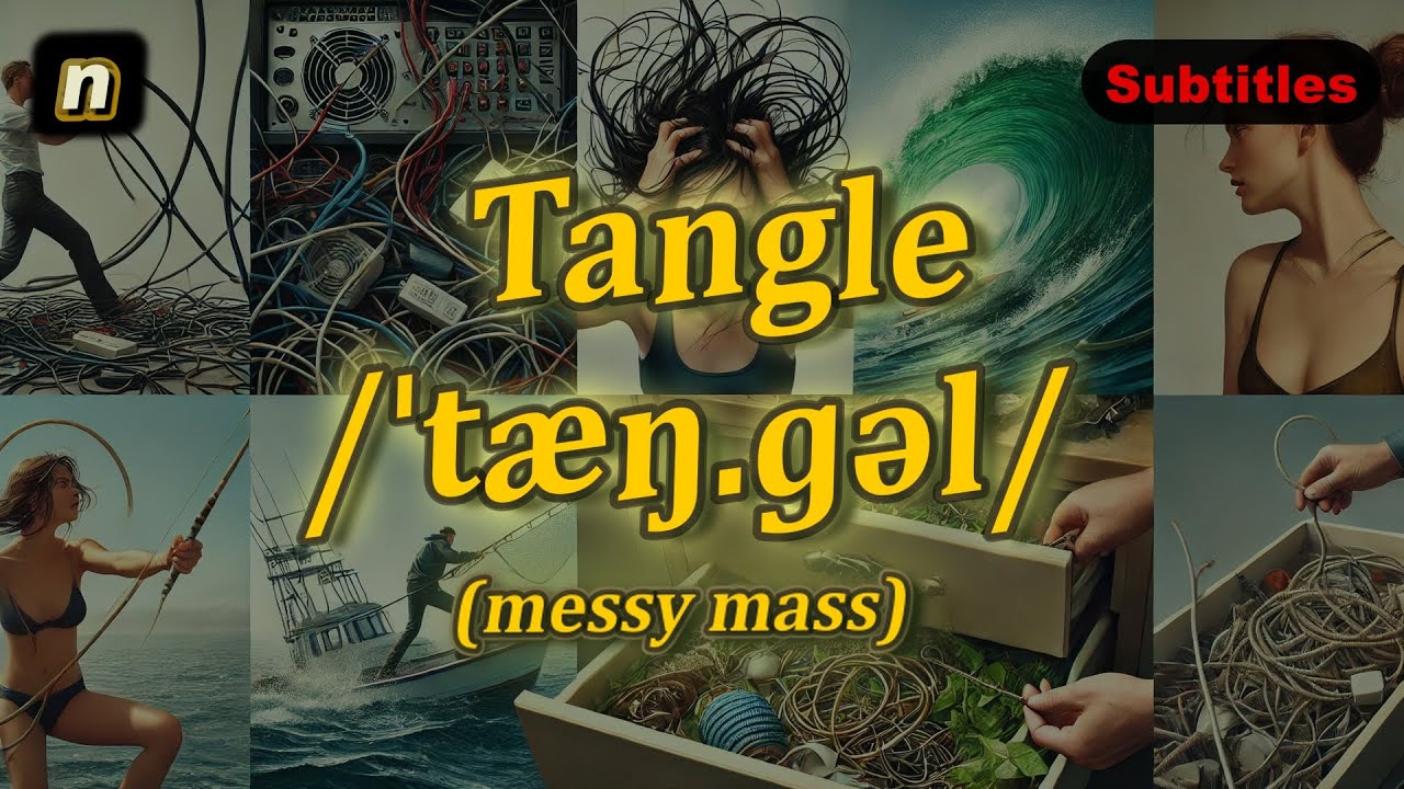[n] Tangle meaning (messy mass) with 5 examples - YouTube