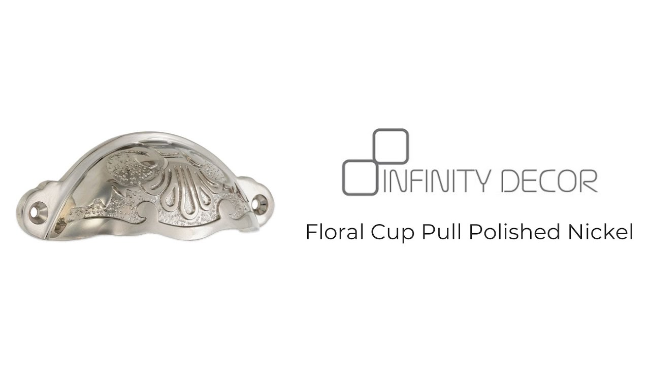 INFINITY DECOR - Floral Cup Pull Polished Nickel | Drawer Pull | Cupboard Handle