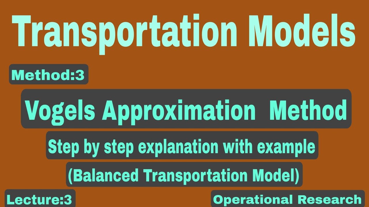 Vogels approximation method |OperationalResearch|Transportation Models ...