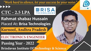 Congrats, Rahmat Selected In Brisa Technologies 2.5 Lpa Electronics Engineer, Poy 2022 Kurnool