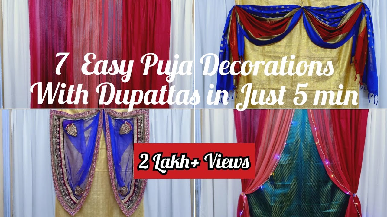 Quick And Easy Background Decoration For Puja/Navaratri Puja Decorations/ Mahalakshmi Puja Decoration - YouTube