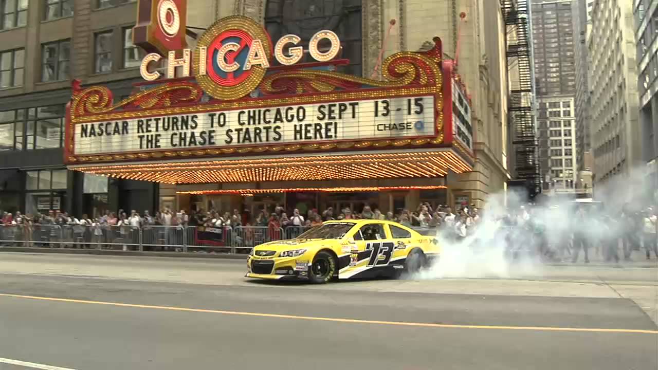 Dale Earnhardt Jr. doing donuts in downtown Chicago!