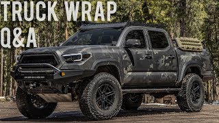 Multicam Black Wrapped Tacoma Pt 1 - Vehicle Wrap Q&A (at Front Range Auto) Overland/Offroad