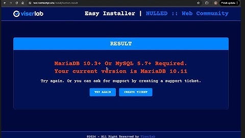 MariaDB 10.3+ Or MySQL 5.7+ Required.Your current version is MariaDB 10.11