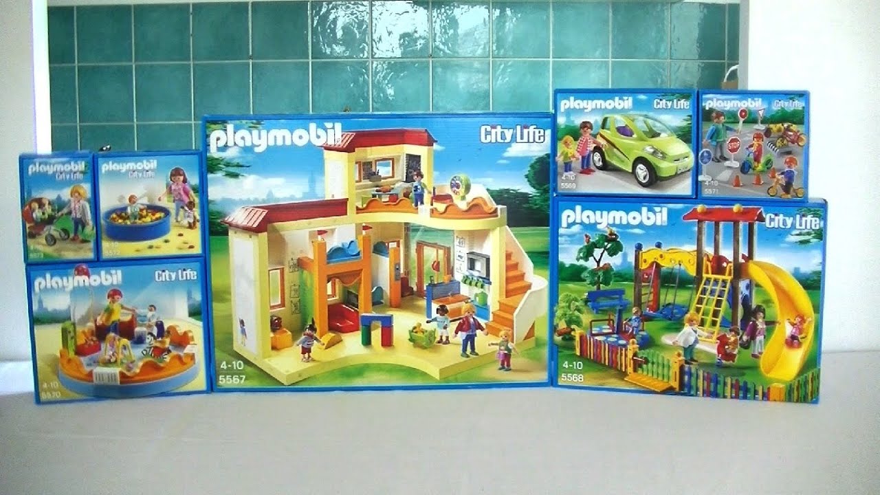 Playmobil unboxing : The day care centre (2014) - 5567, 5568, 5569, 5570,  5571, 5572, 5573 