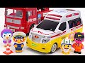 Pinkfong baby shark ambulance is dispatched!! Pororo police car and fire truck are also dispatched~!