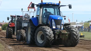 New Holland TG285, T8040 & T8050 w/ BIG Pipes in front of the sledge | Tractor Pulling Denmark