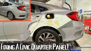 Fixing this #Civic #QuarterPanel that had some serious damage! #autobody #dentrepair #collision