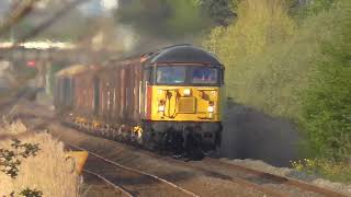 Colas Class56 56094 at full power leaving Helsby on the Chirk Logs 15 April 2014