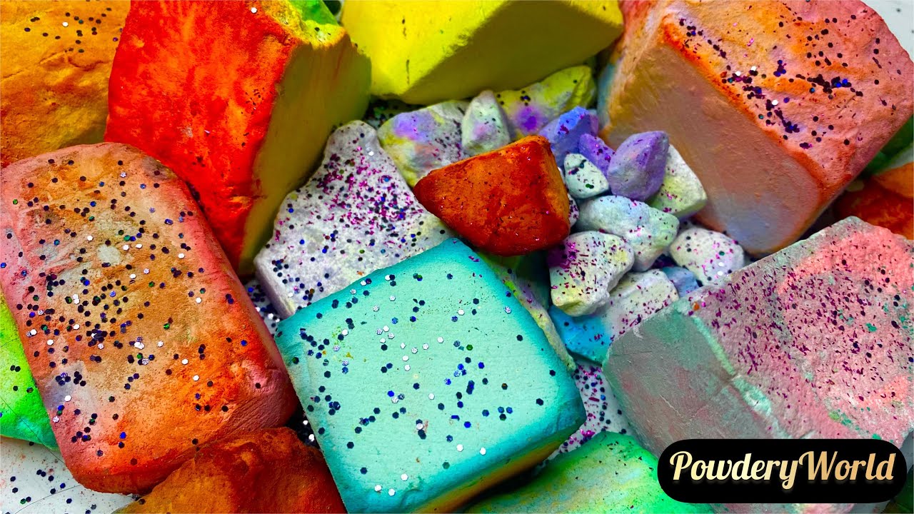 Crayola inspired super dusty crunchy dyed gym chalk chunks🌈🌈 Gym chalk ASMR Satisfying Video