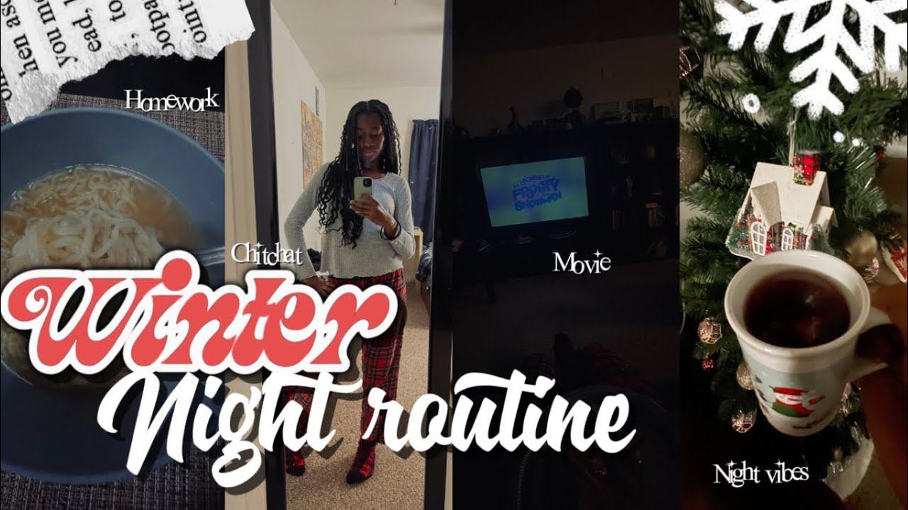 WINTER NIGHT ROUTINE | vlogmas day 3 Christmas movie, snacks, cozy pjs ...