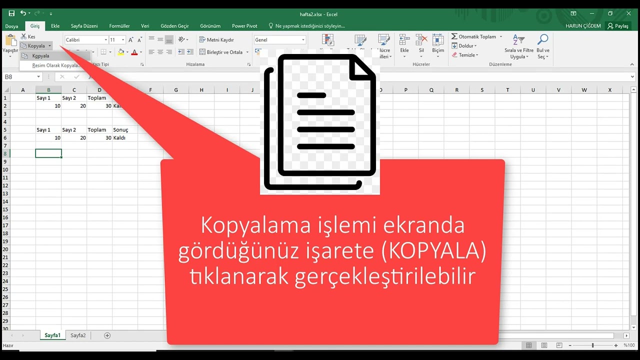 Bilişim Teknolojileri Dersi Excel Deneme Sınavı-2