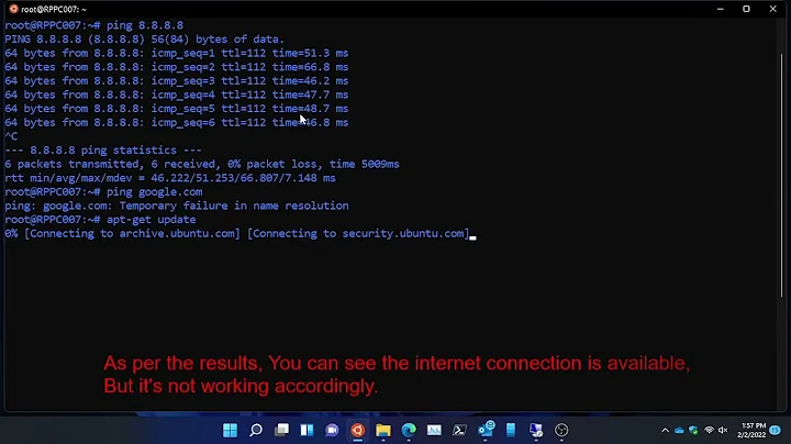 How to fix No internet connection issue on WSL Ubuntu