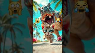 😹 Little Cat vs Giant Dinosaur, The Funniest Escape Ever #cutecat #shorts #funny #viral #cat #cute