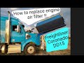 How to replace engine air filter on 2011 Freightliner Coronado with DD15 engine