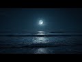 Fall Asleep Fast 🌕 Full Moon Beach Ambience | Dark Ocean Night Waves
