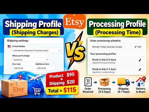 Etsy Shipping Profile vs Processing Profile Explained | Shipping Charge & Processing Time !!